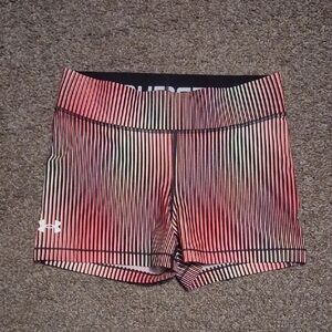 Under Armour Pink and Black Striped Women's Bike Shorts